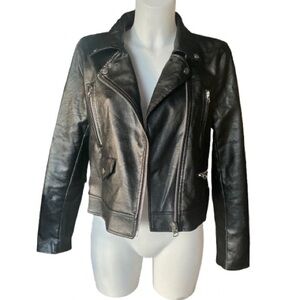 Love Tree Black Vegan Leather Moto Jacket Size Large